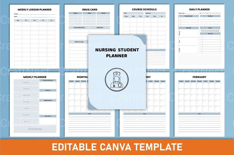 Nursing Student Planner Canva Template - CraftNest - Digital Crafting and Art