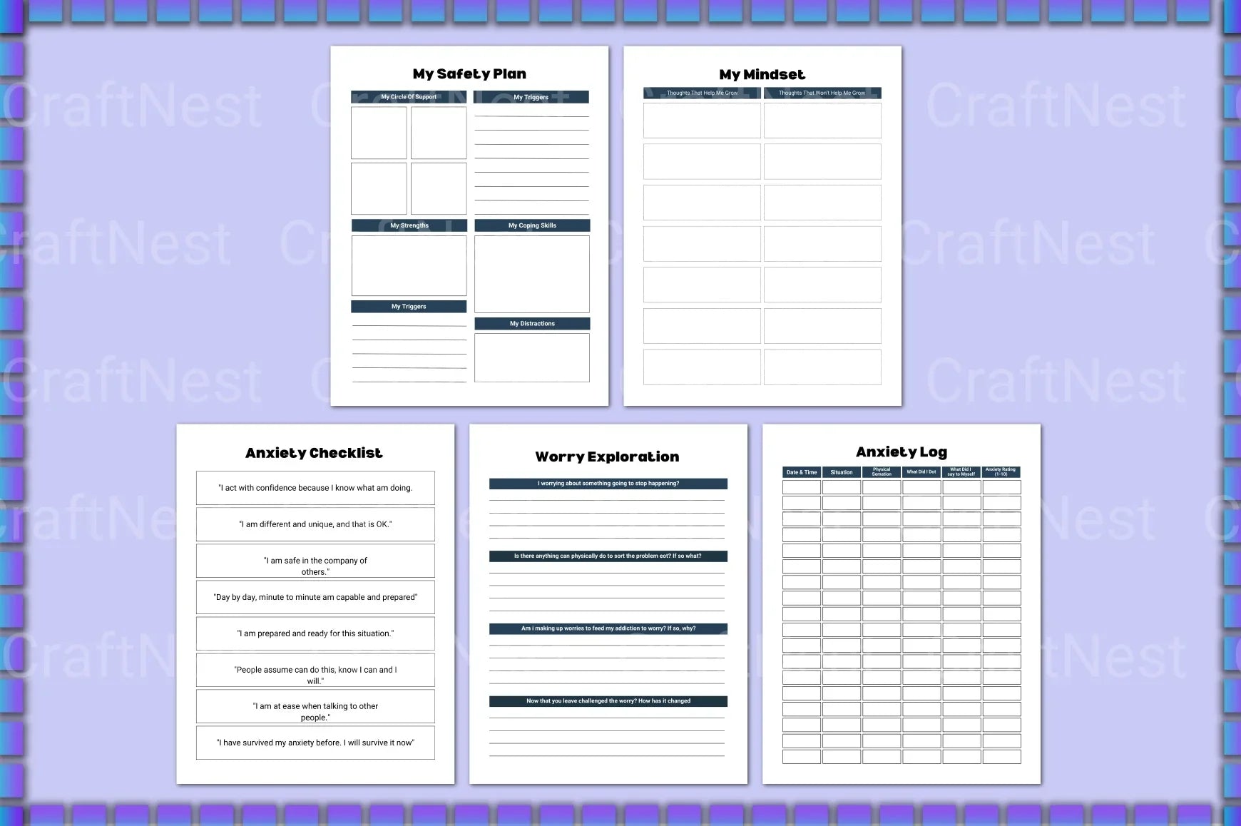Mental Health Planner for Well-being and Organization - CraftNest - Digital Crafting and Art