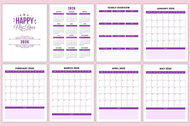 Yearly Monthly Planner Template - CraftNest - Digital Crafting and Art
