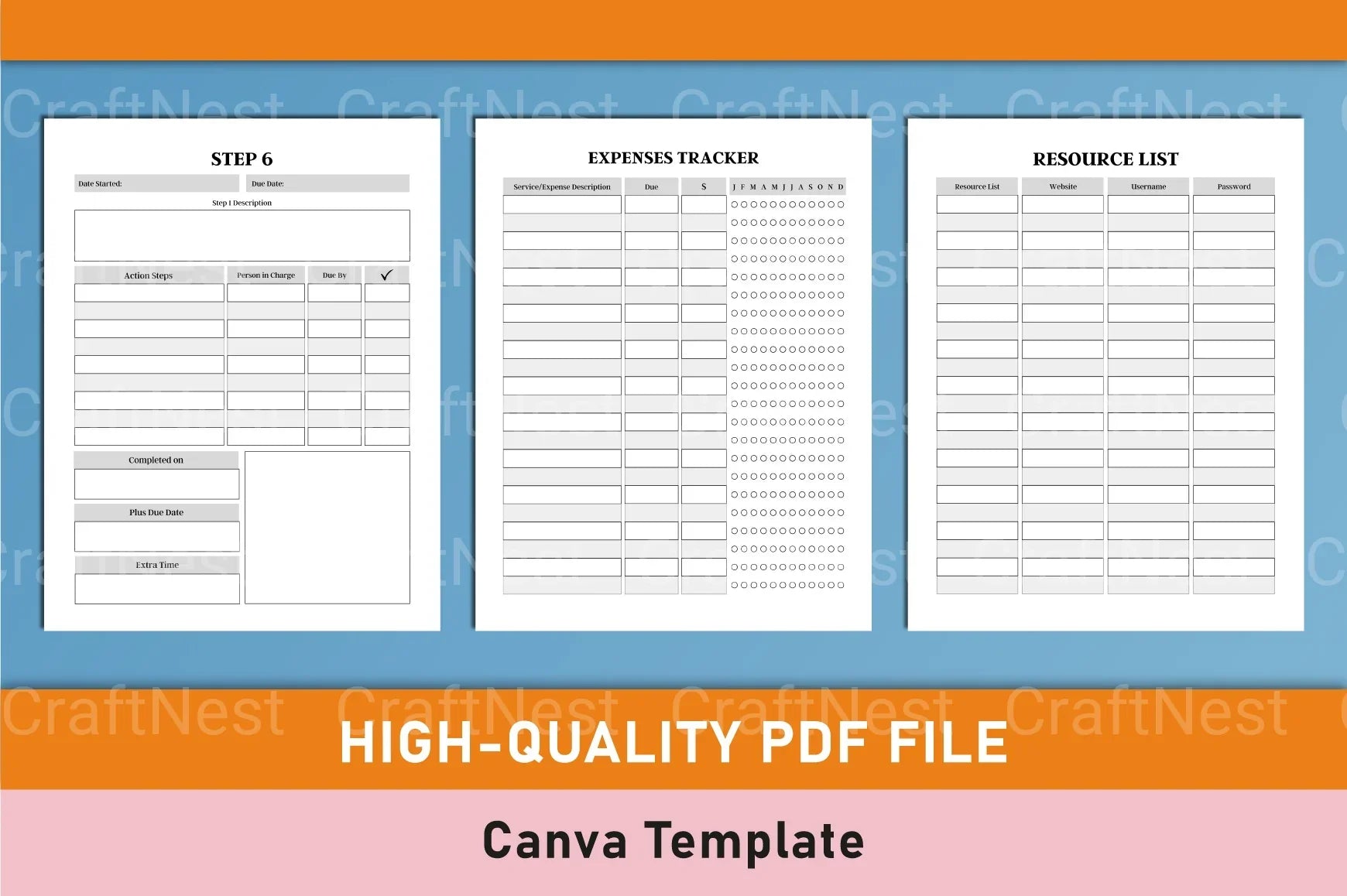 Side Hustle Project Planner Template on Canva - CraftNest - Digital Crafting and Art