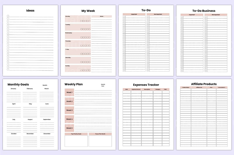 Side Hustle Planner for Entrepreneurs - CraftNest - Digital Crafting and Art