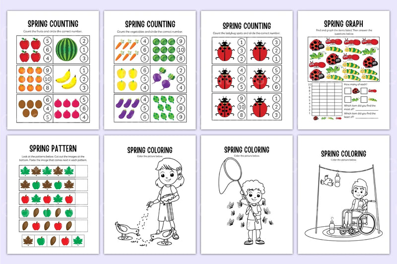 Kindergarten Spring Workbook for Early Learning - CraftNest - Digital Crafting and Art