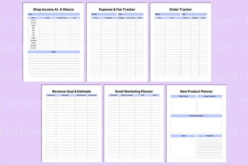 Online Shop Planner Template - CraftNest - Digital Crafting and Art