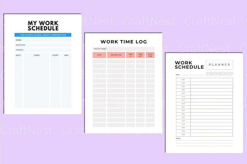 Work Planner Template - CraftNest - Digital Crafting and Art