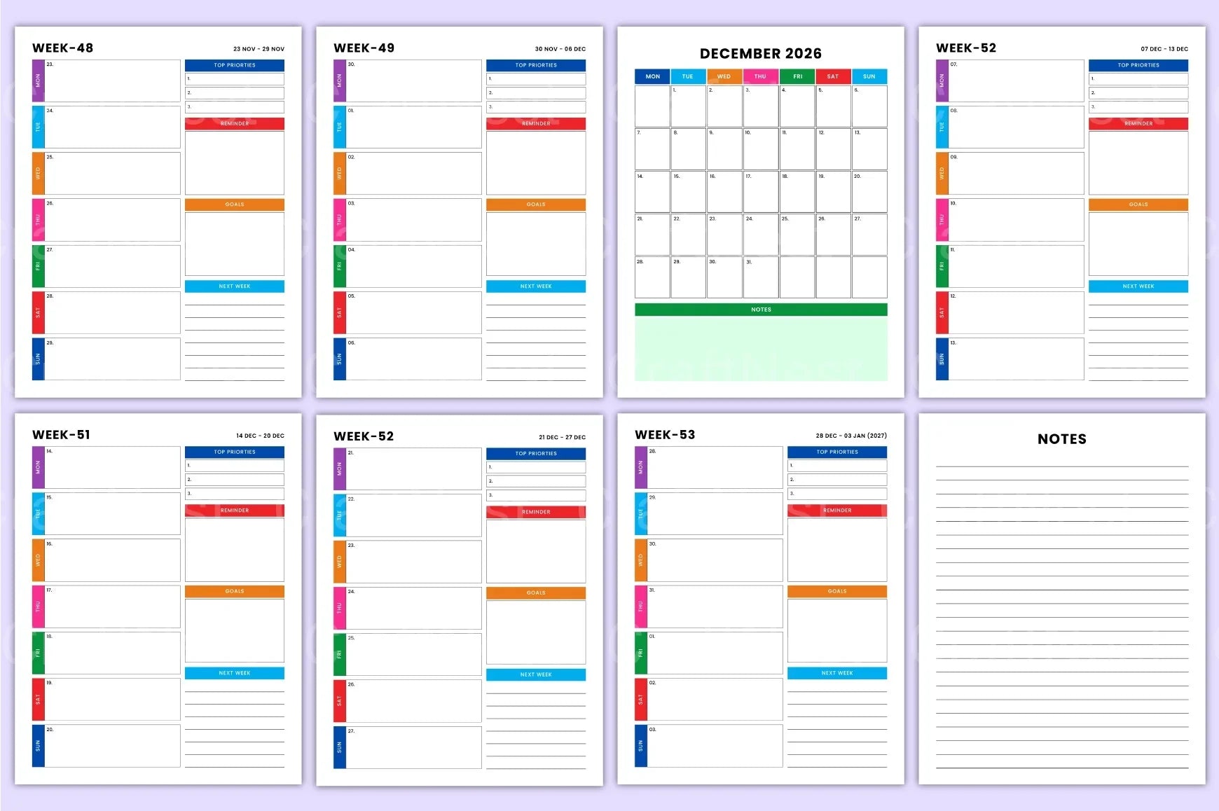 Weekly Planner Organizer - CraftNest - Digital Crafting and Art