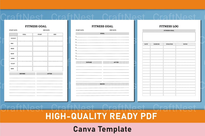 Customizable Fitness Planner Canva Template - CraftNest - Digital Crafting and Art
