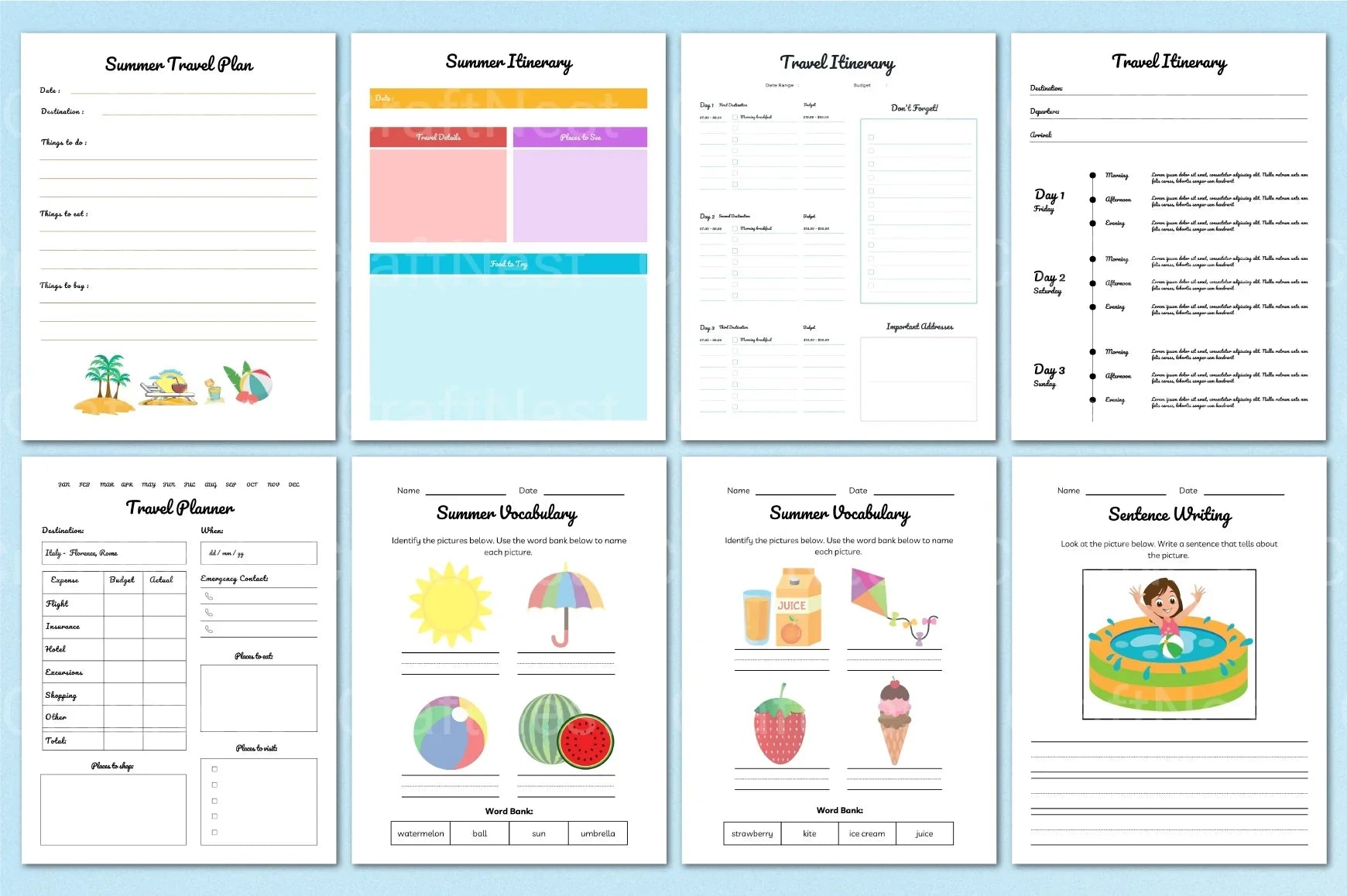Summer Planner for Kids - CraftNest - Digital Crafting and Art