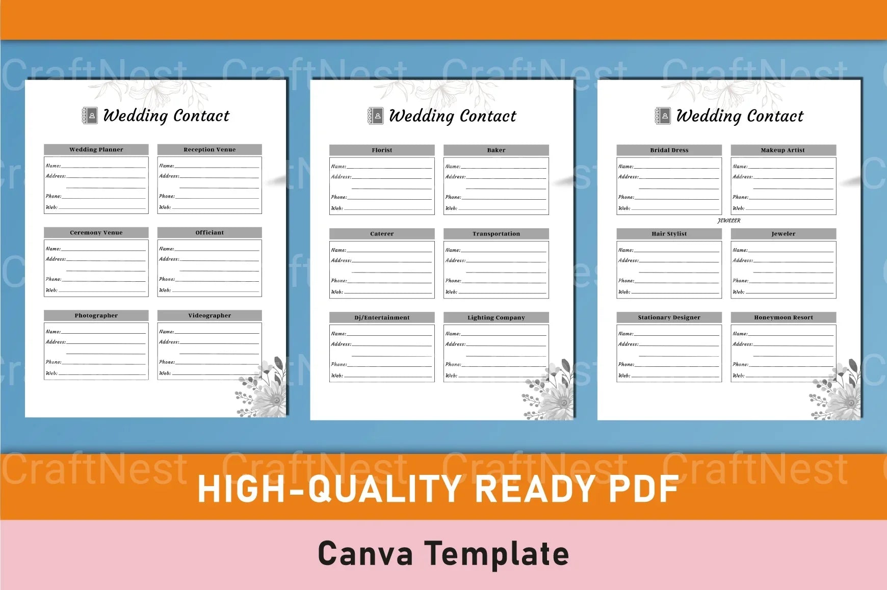 Wedding Planner Canva Template - CraftNest - Digital Crafting and Art