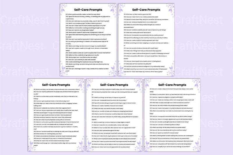 Self Care Prompts for Mindful Living - CraftNest - Digital Crafting and Art