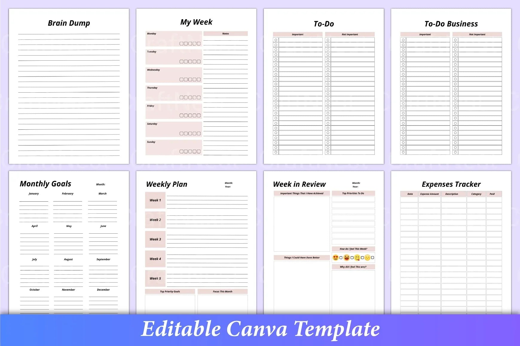 Girl Boss Planner Canva Template - CraftNest - Digital Crafting and Art
