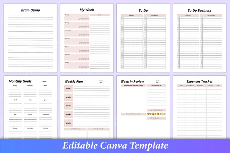 Girl Boss Planner Canva Template - CraftNest - Digital Crafting and Art