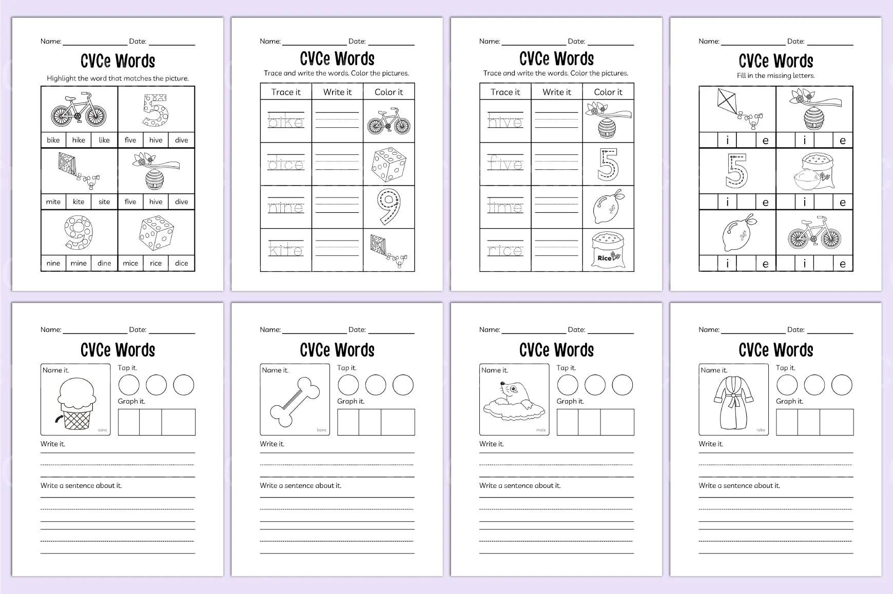 Kindergarten CVCE Workbook for Early Literacy Skills - CraftNest - Digital Crafting and Art