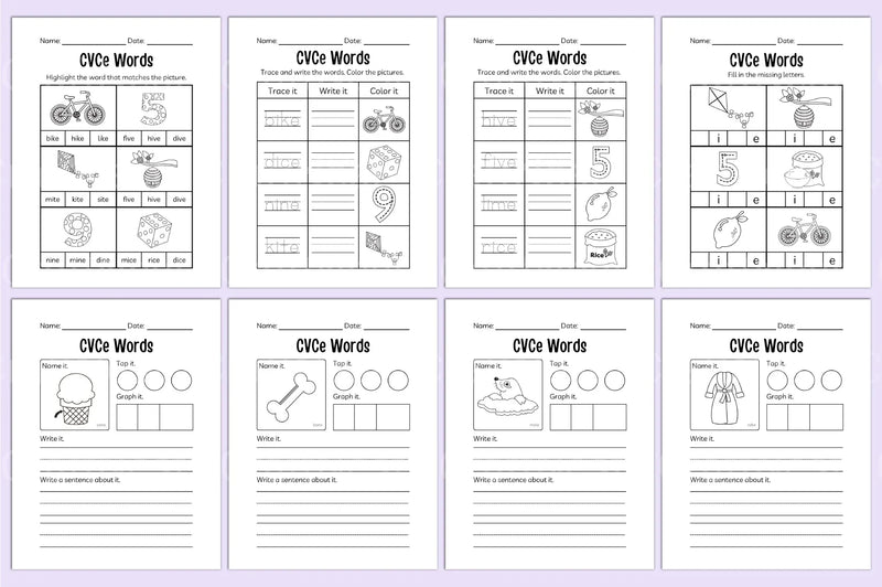 Kindergarten CVCE Workbook for Early Literacy Skills - CraftNest - Digital Crafting and Art