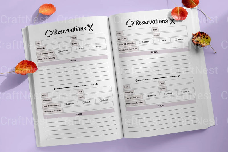 Restaurant Reservation Book Template - CraftNest - Digital Crafting and Art