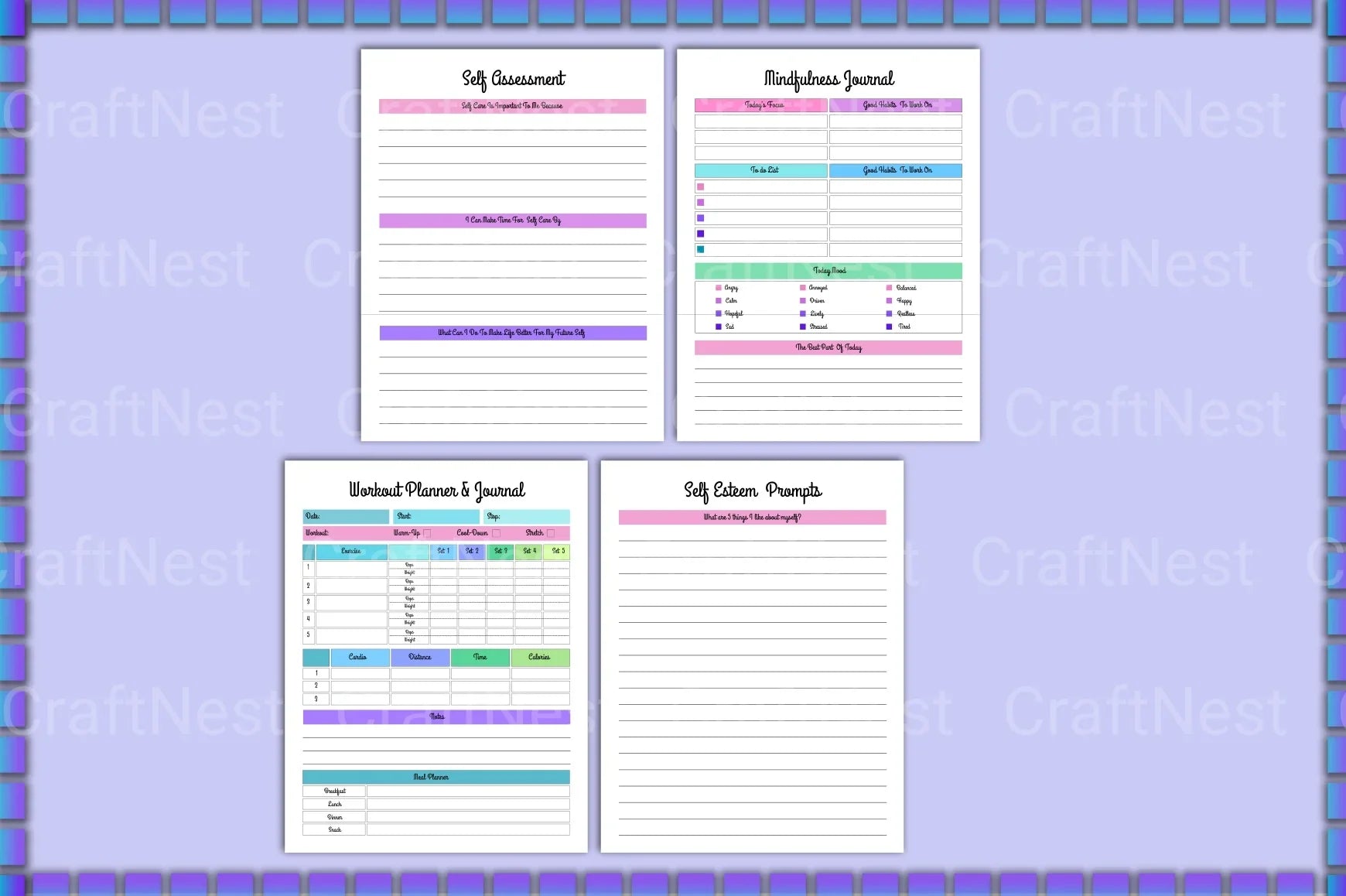 Self Esteem Workbook with Prompts for Personal Growth - CraftNest - Digital Crafting and Art