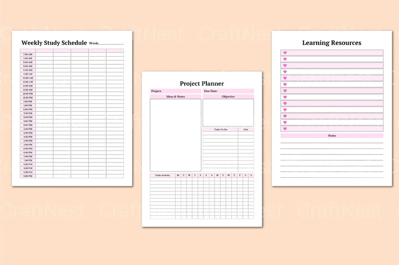 College Student Planner for Effective Organization - CraftNest - Digital Crafting and Art