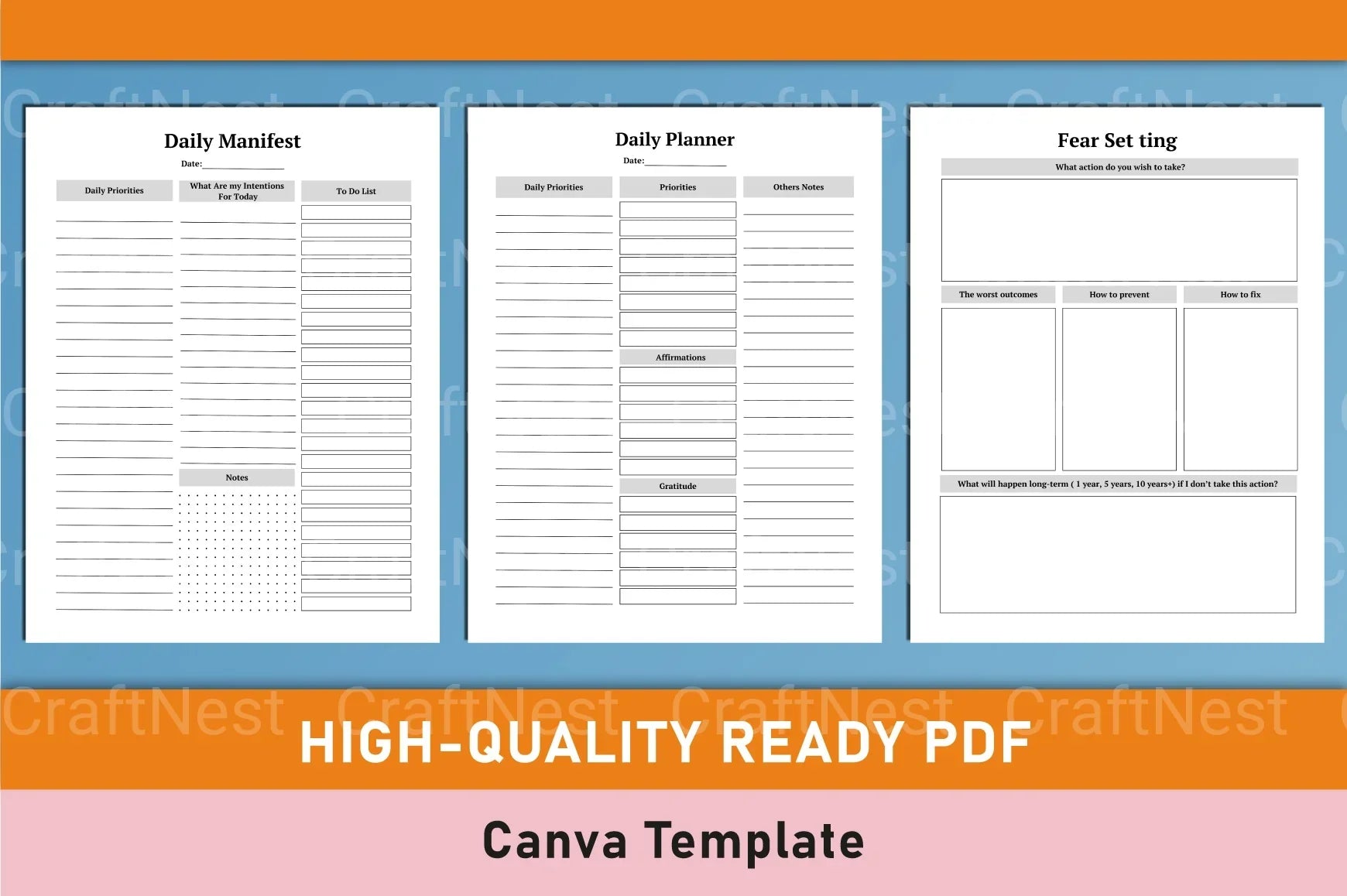 Self Care Wellness Planner Template on Canva - CraftNest - Digital Crafting and Art