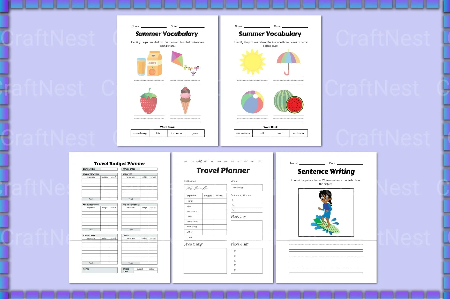 Summer Planner for Kids - Canva Template - CraftNest - Digital Crafting and Art