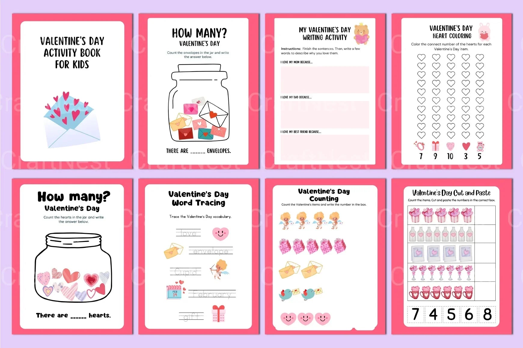 Valentine's Day Activity Book for Kids - CraftNest - Digital Crafting and Art