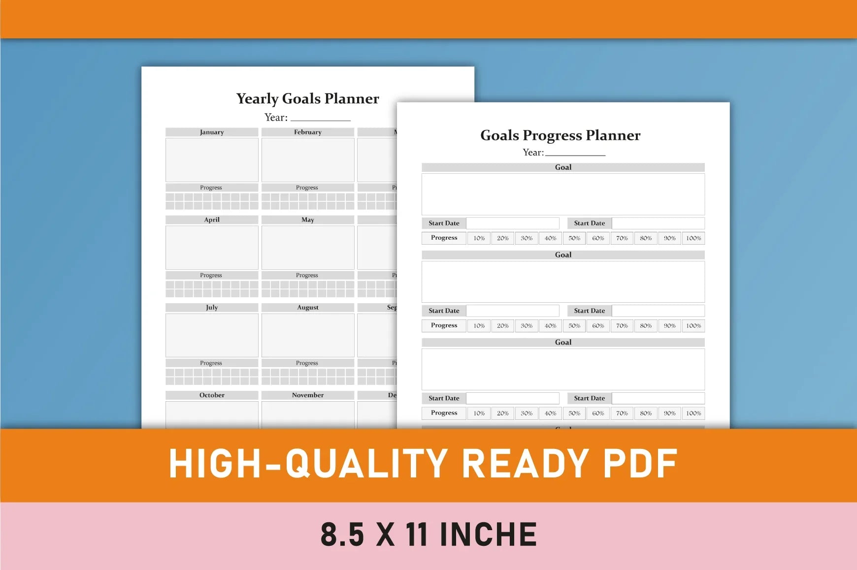 Yearly Goals Planner  Bundle - CraftNest - Digital Crafting and Art