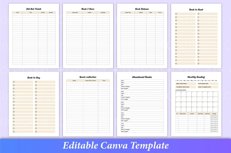 Reading Book Planner for Organized Reading - CraftNest - Digital Crafting and Art