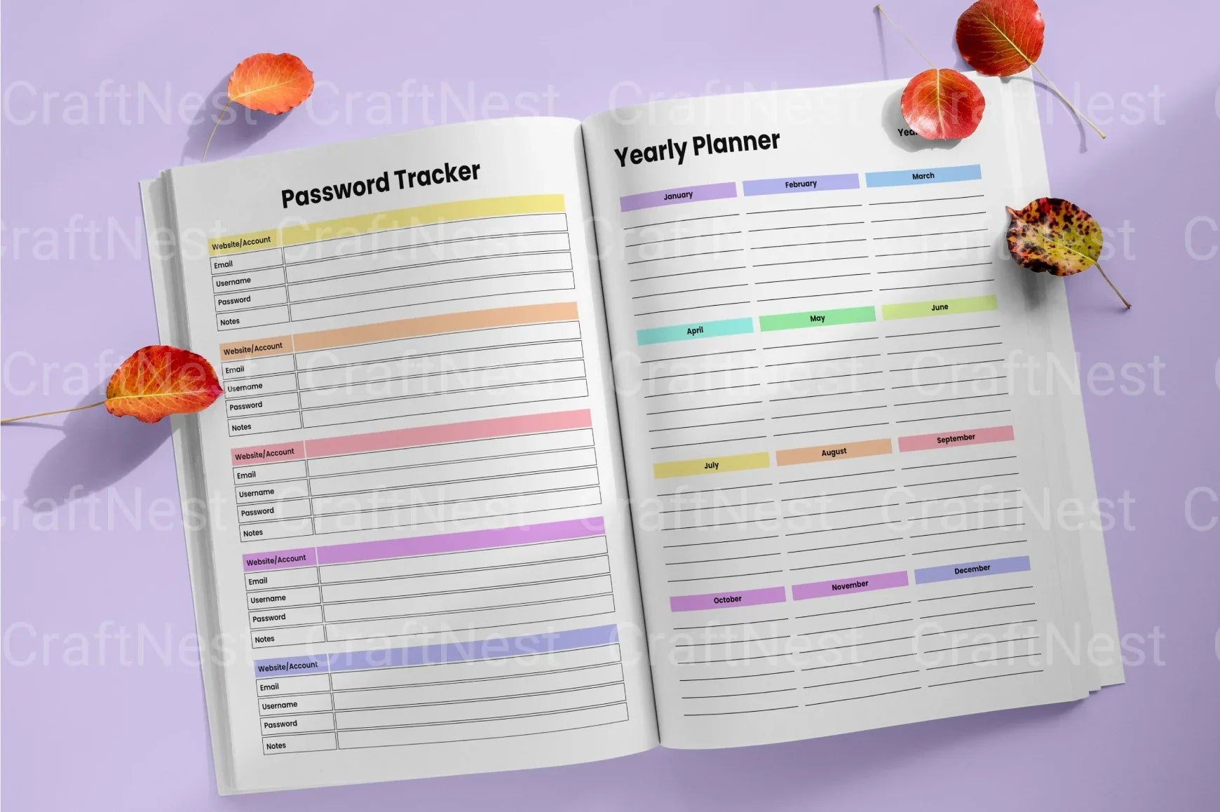 Rainbow Undated Planner for Daily Organization - CraftNest - Digital Crafting and Art