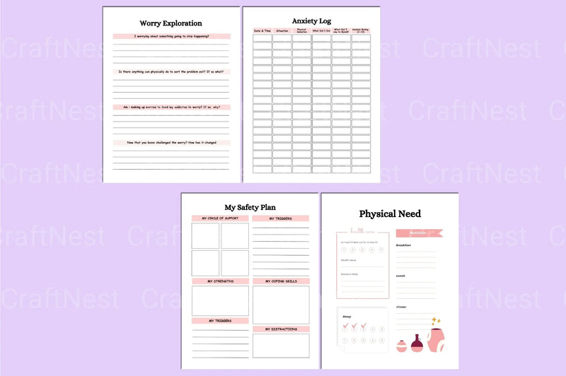 Mental Health Wellness Planner - CraftNest - Digital Crafting and Art