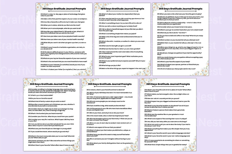 Daily Gratitude Prompts for Mindfulness - CraftNest - Digital Crafting and Art