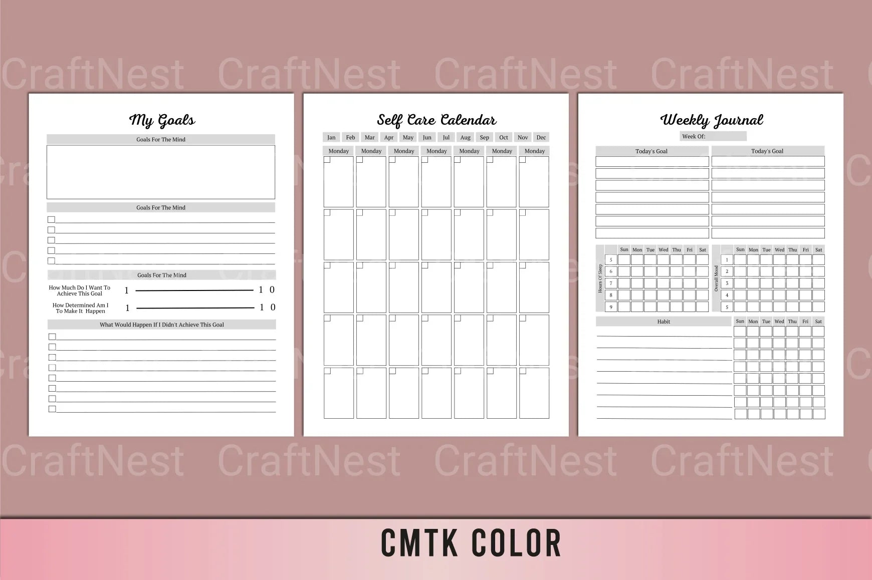 Weight Loss Self-Care Planner - CraftNest - Digital Crafting and Art