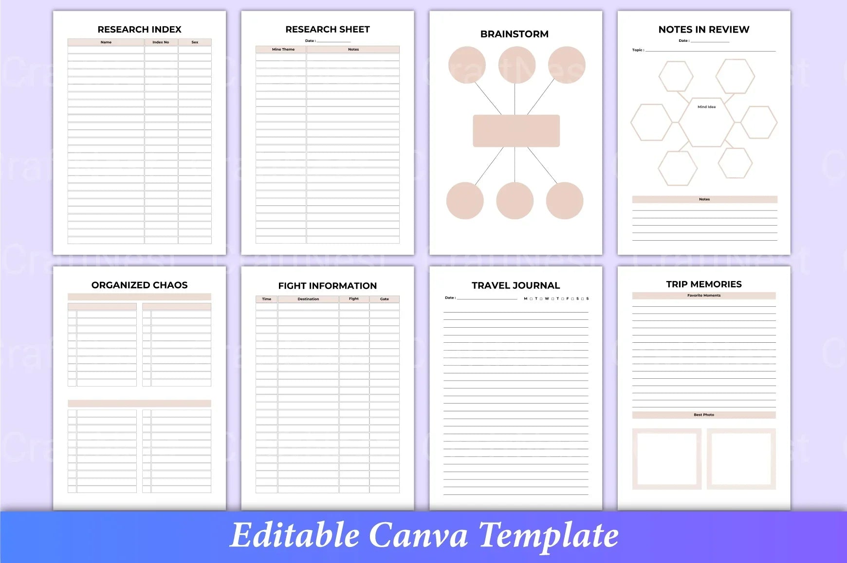 Travel Planner Canva Template Interior - CraftNest - Digital Crafting and Art