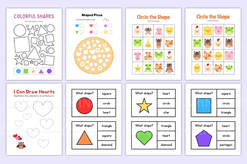 Kindergarten Shapes Workbook for Early Learning - CraftNest - Digital Crafting and Art