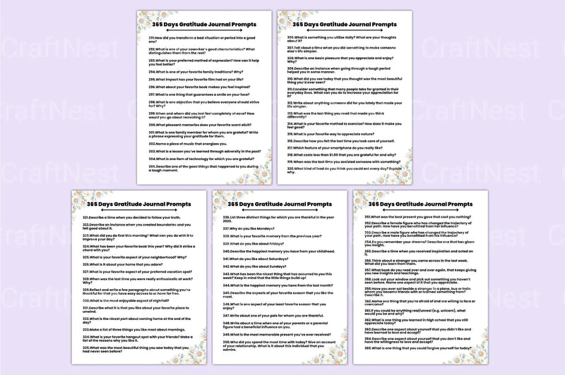 Daily Gratitude Prompts for Mindfulness - CraftNest - Digital Crafting and Art