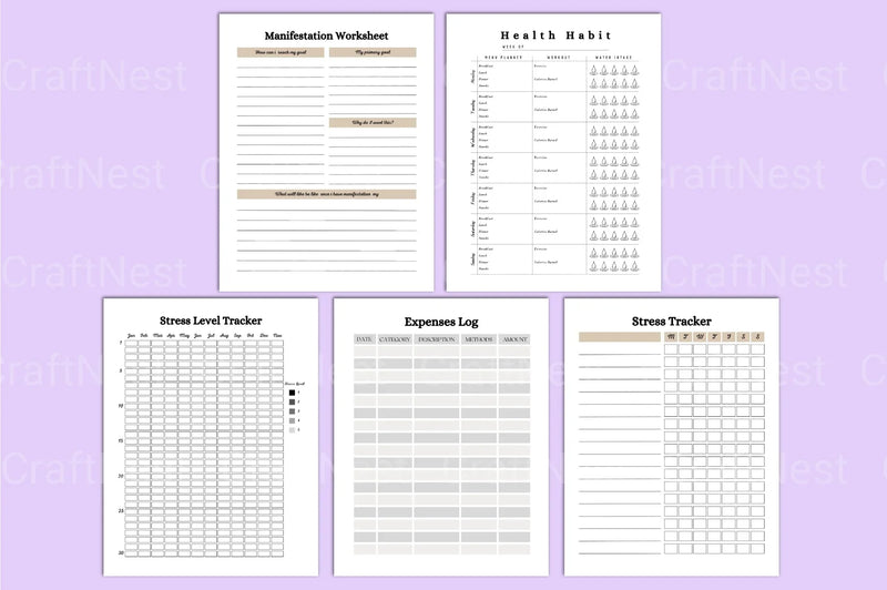 Mental Health Wellness Planner - CraftNest - Digital Crafting and Art