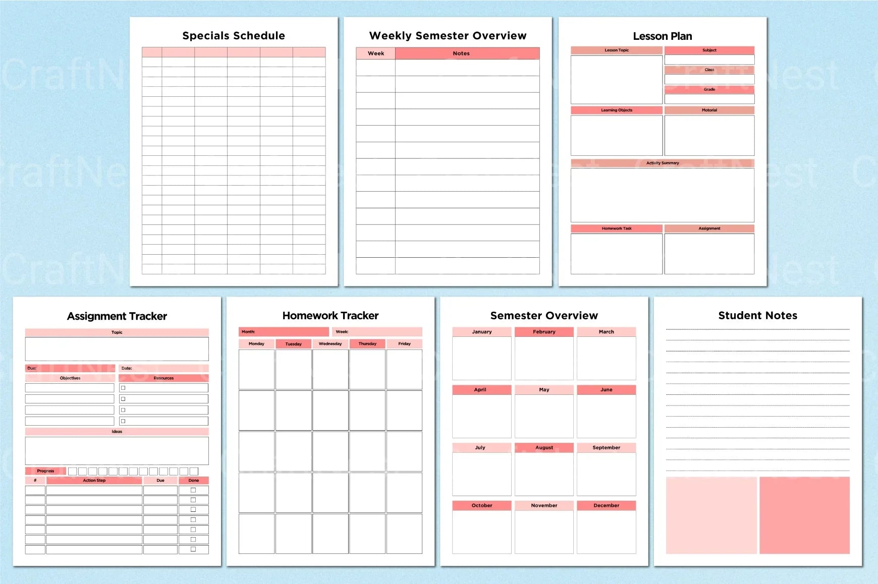 Student Planner Template on Canva - CraftNest - Digital Crafting and Art