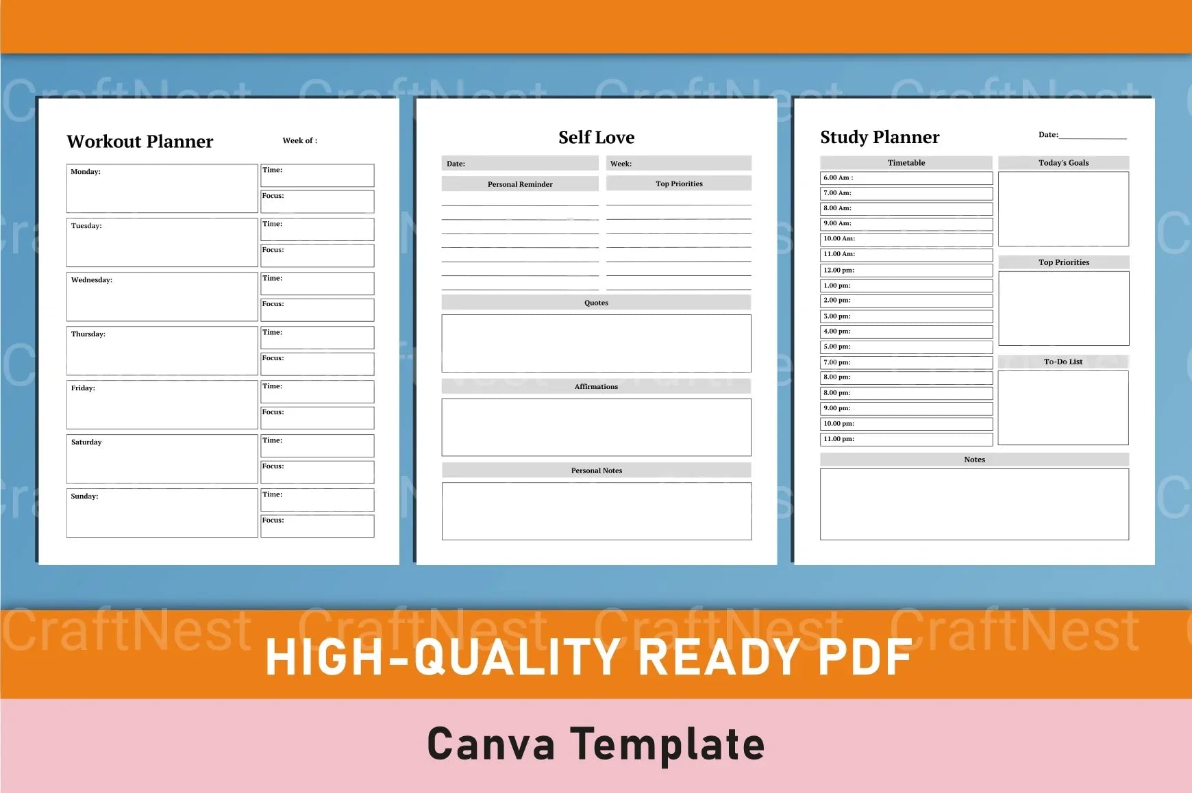 ADHD Planner Canva Template for Effective Organization - CraftNest - Digital Crafting and Art