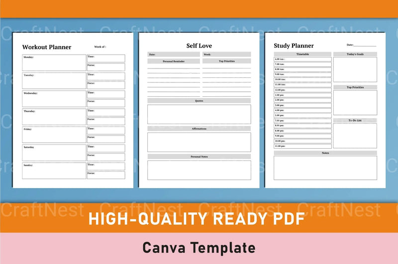 ADHD Planner Canva Template for Effective Organization - CraftNest - Digital Crafting and Art