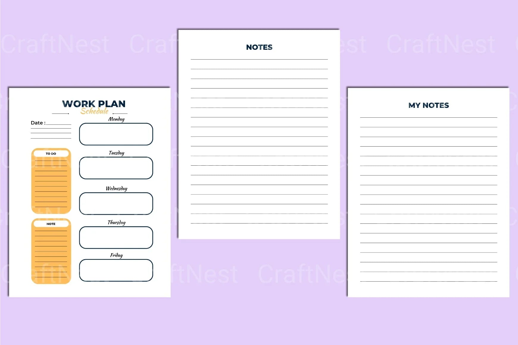 Work Planner Template - CraftNest - Digital Crafting and Art