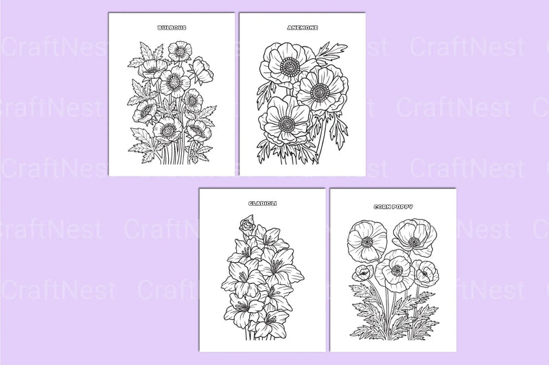 Flower Coloring Book for Relaxation - CraftNest - Digital Crafting and Art