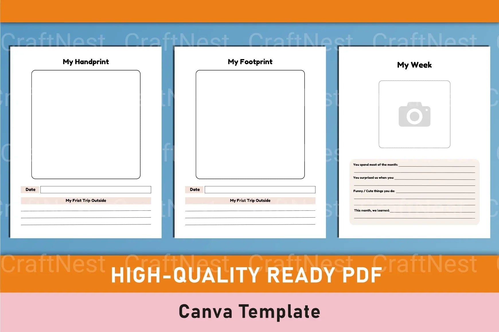 Baby Memory Book Template - Canva Design - CraftNest - Digital Crafting and Art