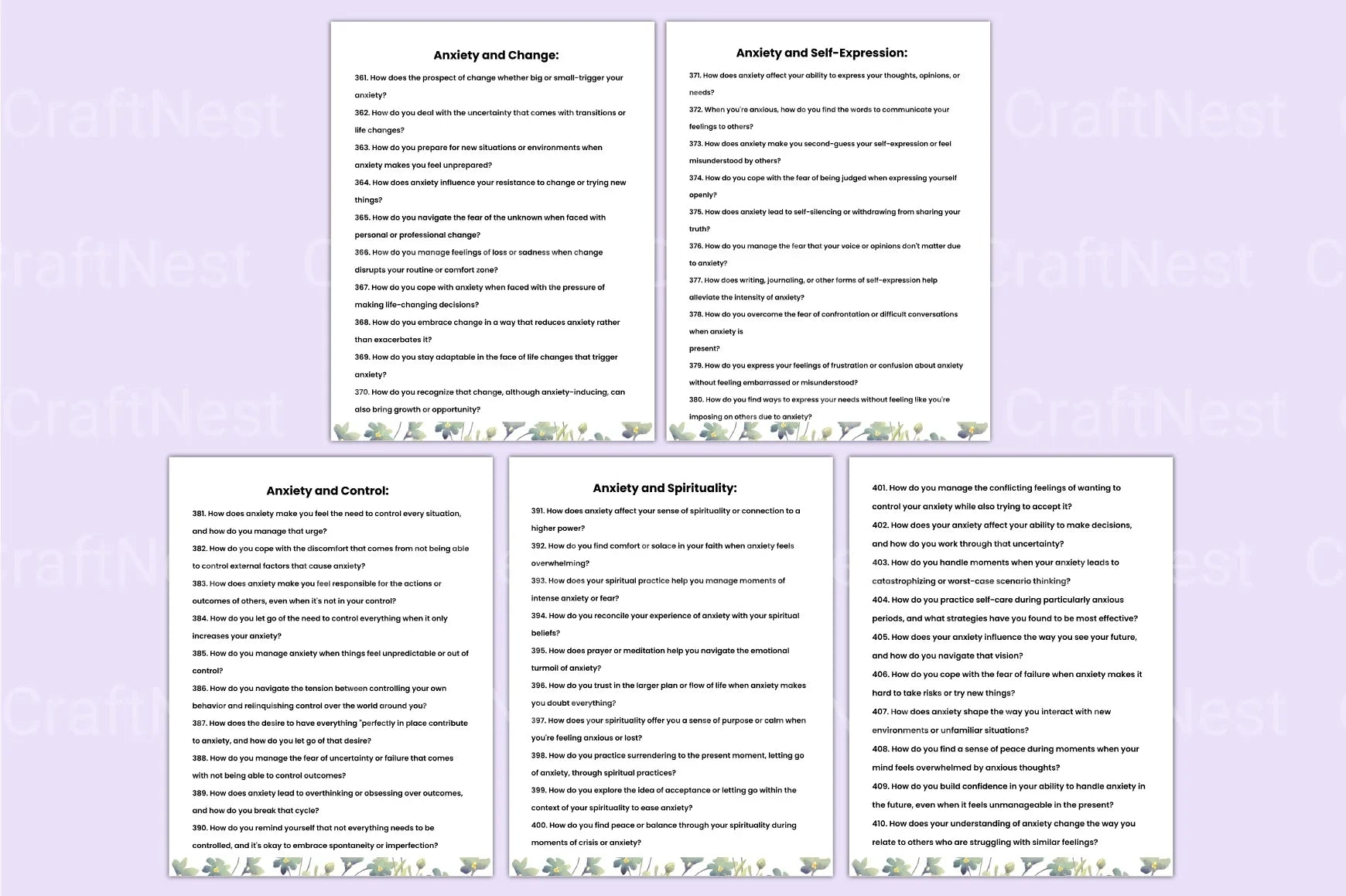 400 Deep Anxiety Prompts for Mindfulness - CraftNest - Digital Crafting and Art