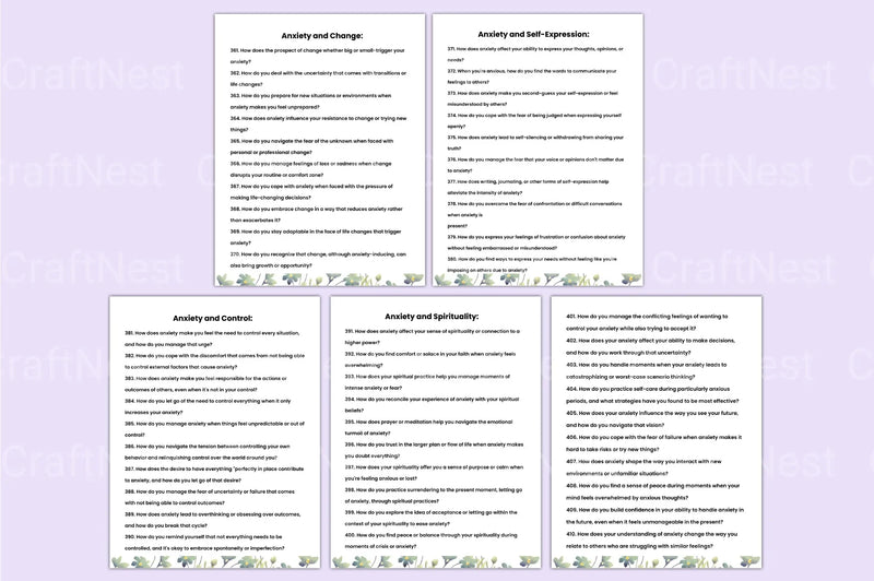 400 Deep Anxiety Prompts for Mindfulness - CraftNest - Digital Crafting and Art
