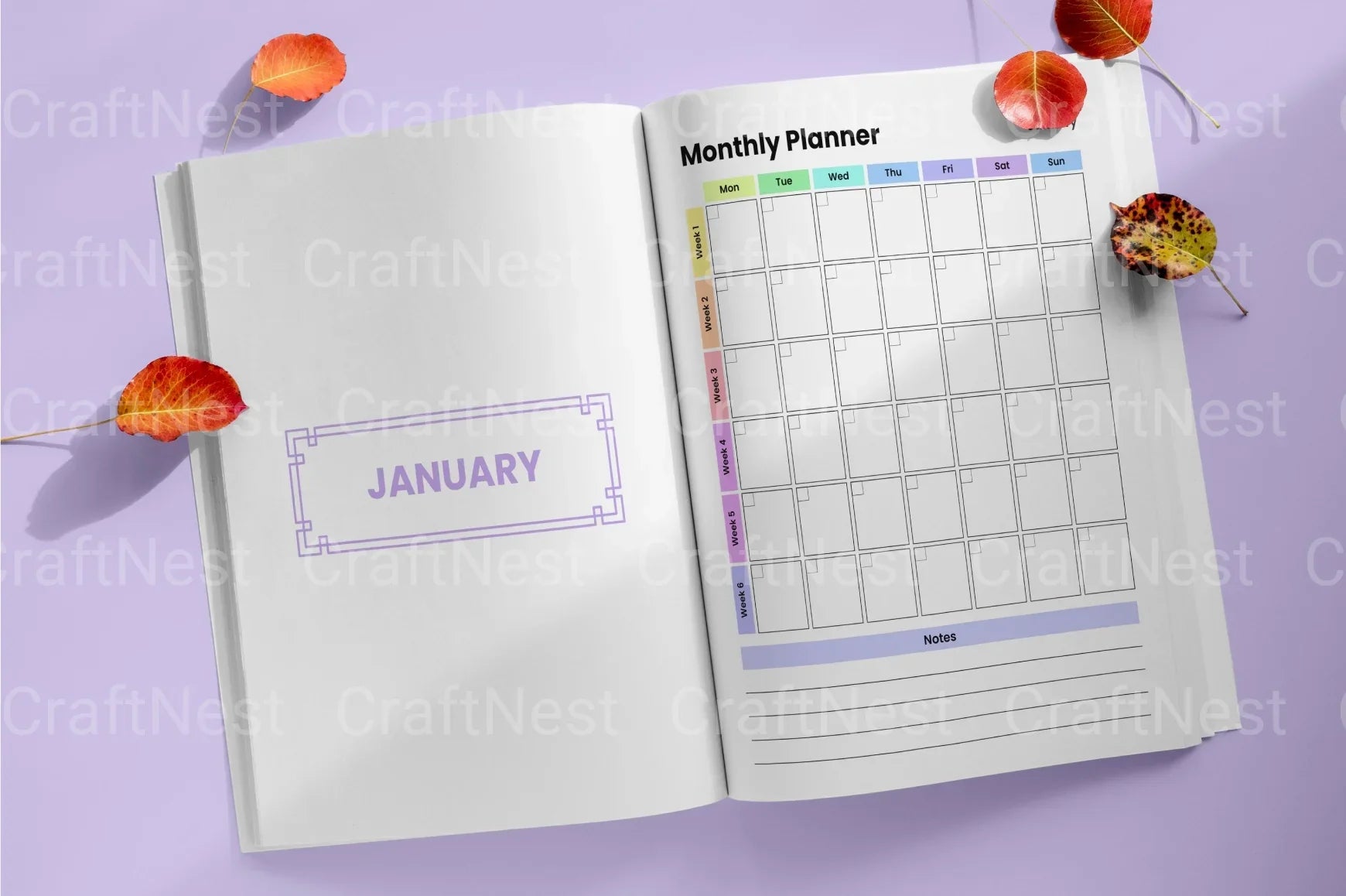 Rainbow Undated Planner for Daily Organization - CraftNest - Digital Crafting and Art