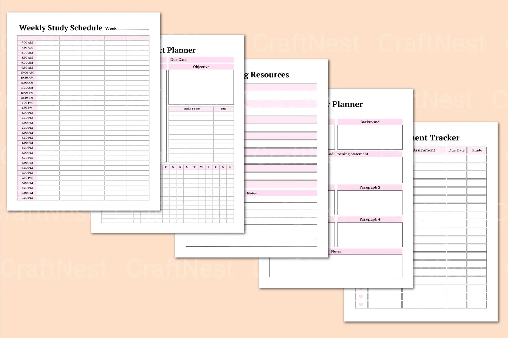 College Student Planner for Effective Organization - CraftNest - Digital Crafting and Art