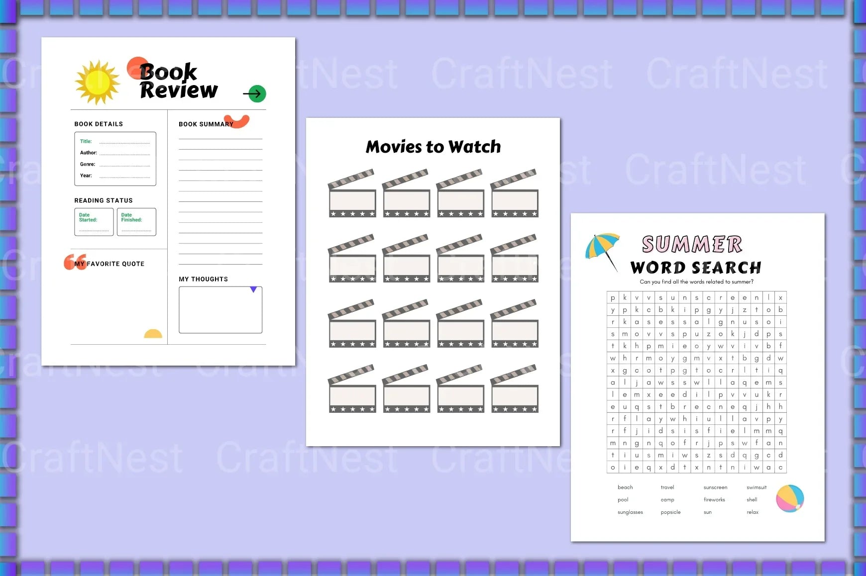 Summer Planner for Kids - Canva Template - CraftNest - Digital Crafting and Art