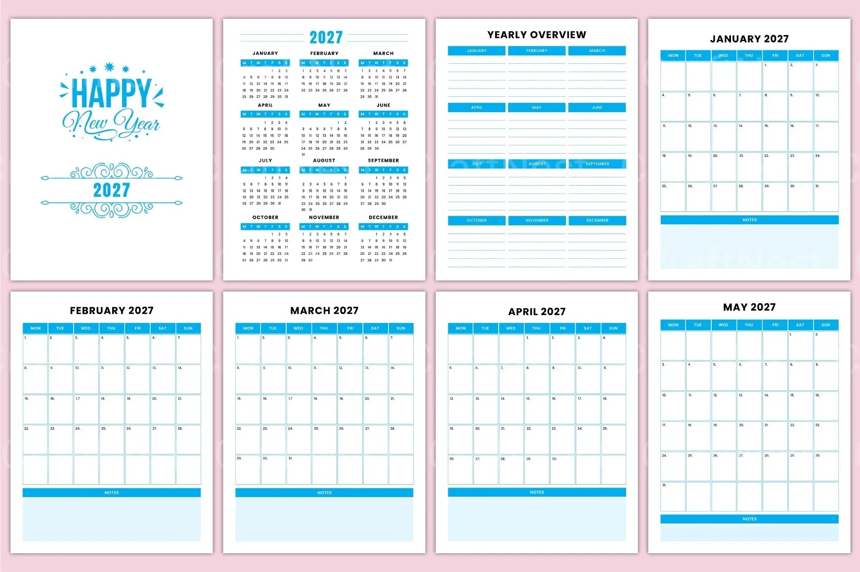 Yearly Monthly Planner Template - CraftNest - Digital Crafting and Art