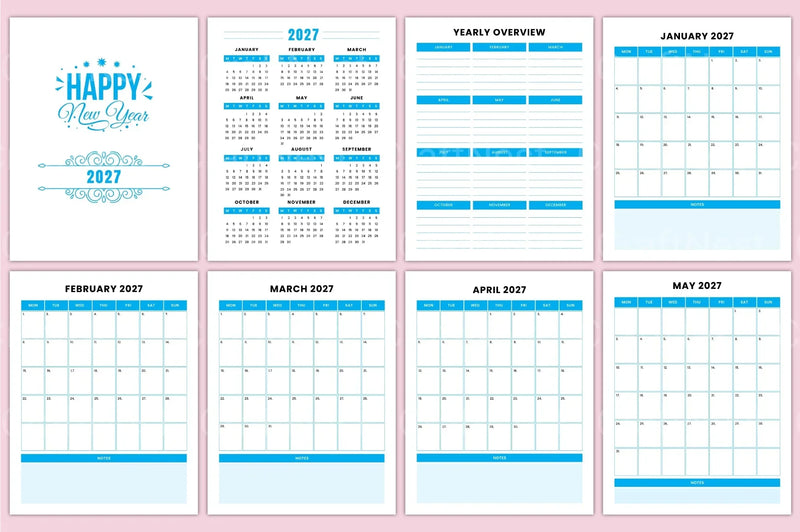 Yearly Monthly Planner Template - CraftNest - Digital Crafting and Art