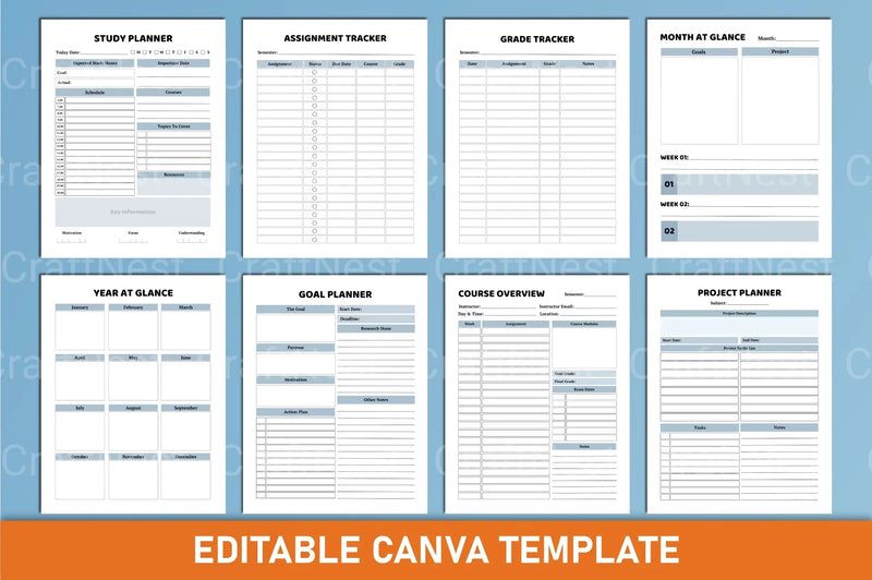 Nursing Student Planner Canva Template - CraftNest - Digital Crafting and Art