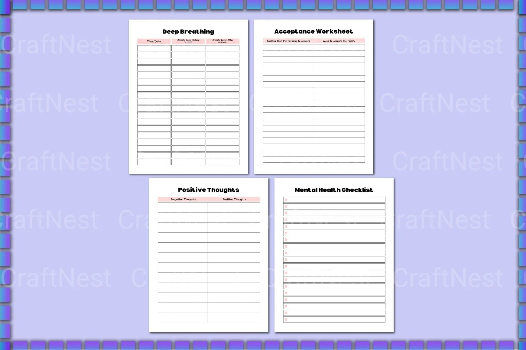 ADHD Mental Health Planner for Improved Focus - CraftNest - Digital Crafting and Art