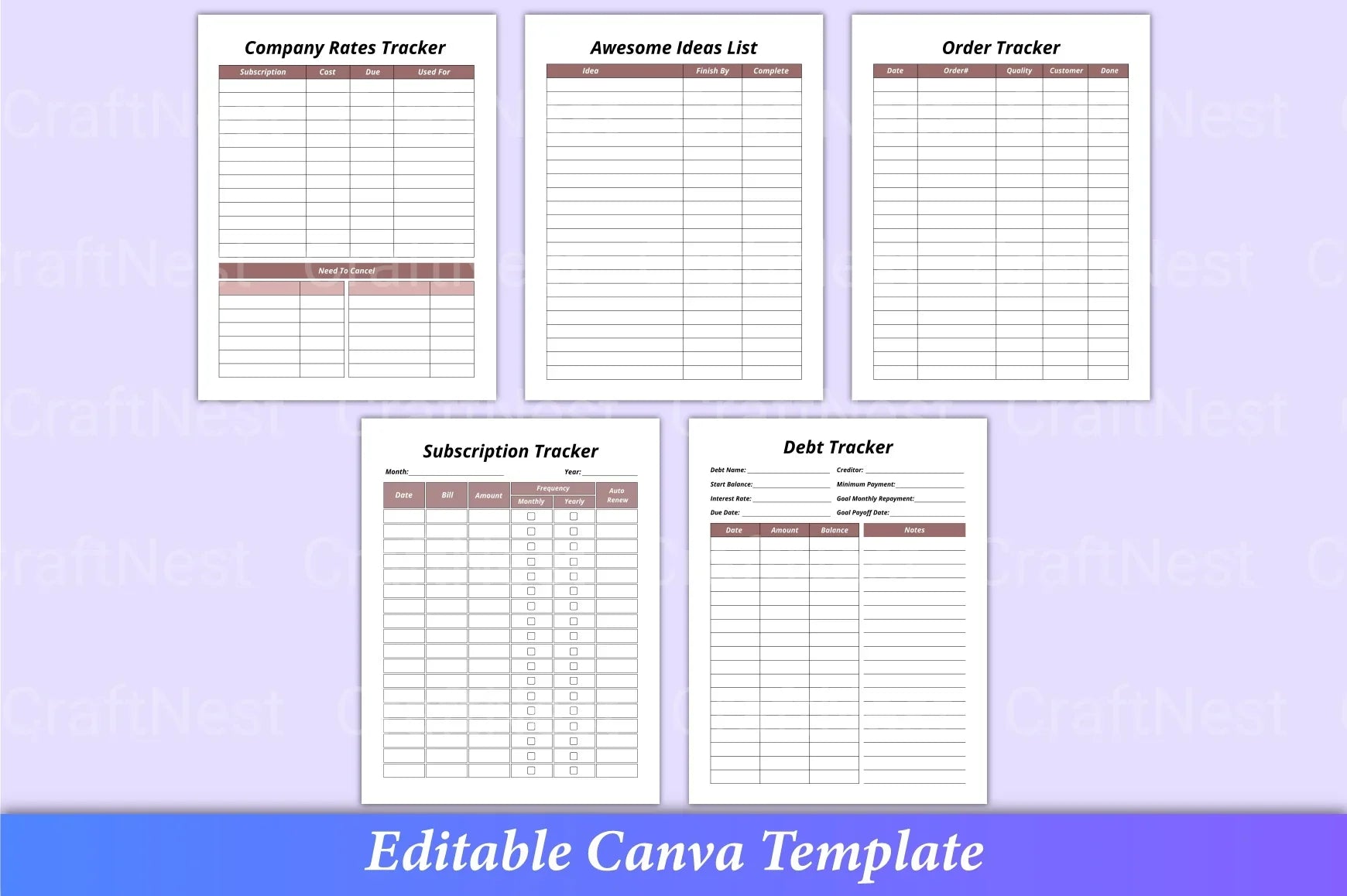 Online Business Planner Canva Template - CraftNest - Digital Crafting and Art