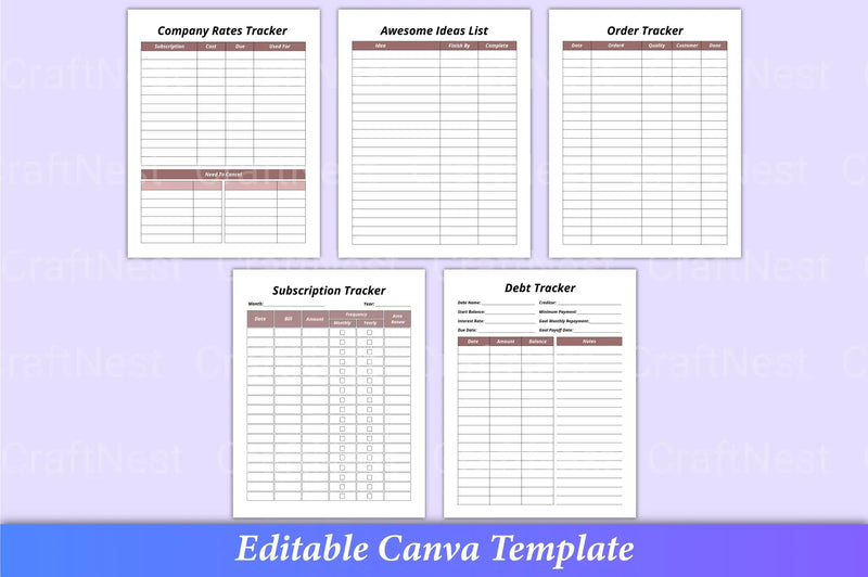 Online Business Planner Canva Template - CraftNest - Digital Crafting and Art